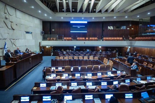 View of a plenum session at the assembly hall of the Knesset, the Israeli parliament in Jerusalem, June 4, 2025. Photo by Yonatan Sindel/Flash90