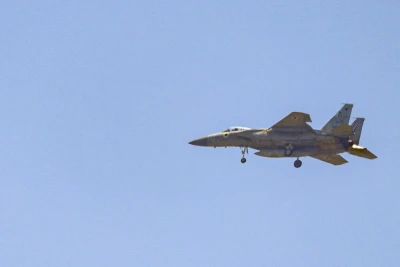 An Israeli Air Force fighter jet flying over central Israel, June 23, 2025. Photo by Nati Shohat/Flash90