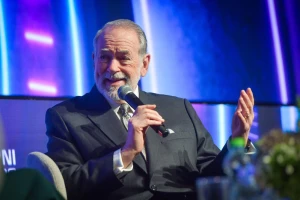 US Ambassador to Israel Mike Huckabee speaks at the Muni Expo 2025 conference in Tel Aviv, on July 15, 2025. Photo by Avshalom Sassoni/Flash90