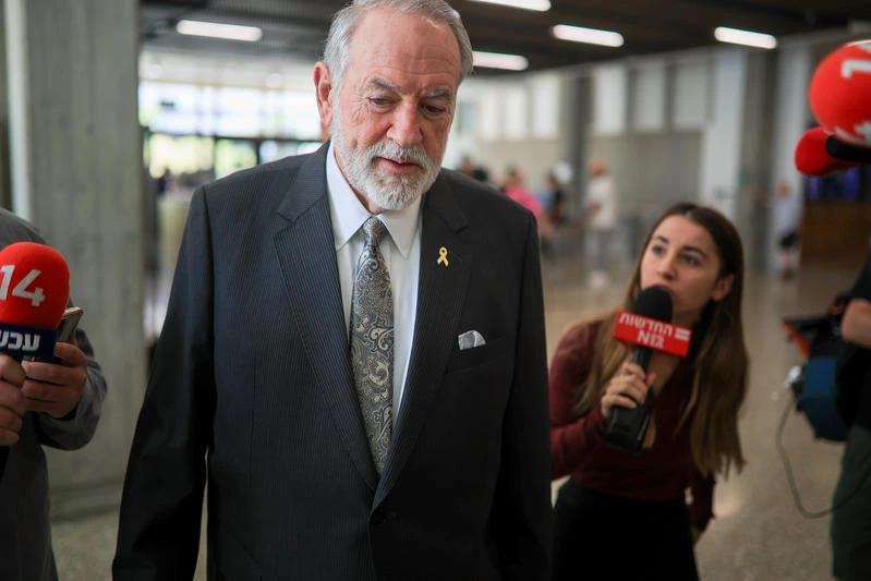 US Ambassador to Israel Mike Huckabee arrives to a court hearing of Israeli Prime Minister Benjamin Netanyahu at the Distrcit court in Tel Aviv, July 16, 2025. Photo by Flash90