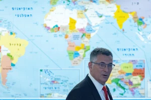 Israeli Minister of foreign affairs Gideon Saar hold a press conference at the Ministry of foreign affairs in Jerusalem, July 16, 2025. Photo by Yonatan Sindel/Flash90