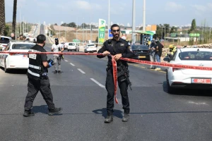 The scene where eight people were injured in a hit-and-run near Kfar Yona, Center Israel, including two with moderate injuries on July 24, 2025. Photo by Gili Yaari /Flash90