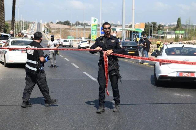 The scene where eight people were injured in a hit-and-run near Kfar Yona, Center Israel, including two with moderate injuries on July 24, 2025. Photo by Gili Yaari /Flash90