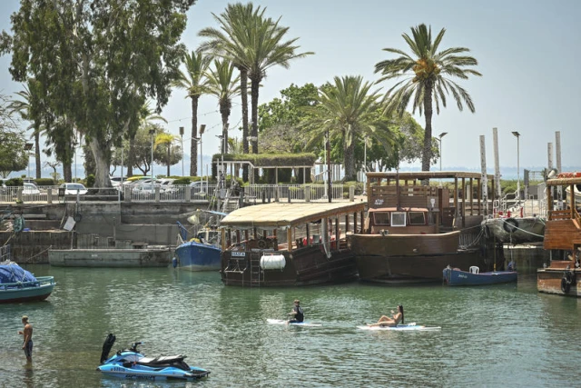 Israelis enjoy in the Kinneret, the Sea of Galilee in northern Israel, on July 26, 2025. Photo by Michael Giladi/Flash90