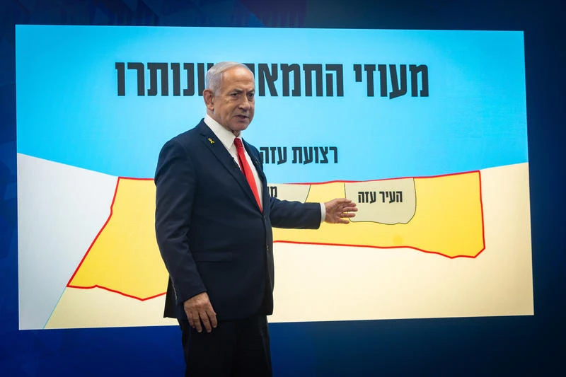 Israeli Prime Minister Benjamin Netanyahu holds a press conferene at the Prime Minister's office in Jerursalem, August 10, 2025. Photo by Yonatan Sindel/ Flash90