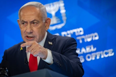 Israeli Prime Minister Benjamin Netanyahu holds a press conferene at the Prime Minister's office in Jerursalem, August 10, 2025. Photo by Yonatan Sindel/ Flash90