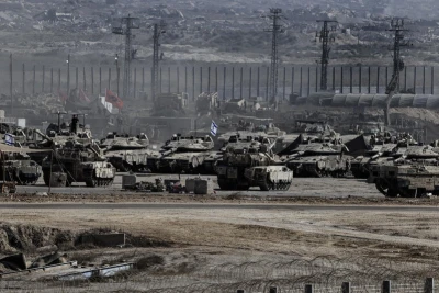 Israeli soldiers seen on the Israeli border with the Gaza Strip, August 24, 2025. Photo by Tsafrir Abayov/Flash90
