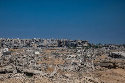 Israeli soldiers operating near Hamad City in Khan Yunis, in the southern Gaza Strip, on September 4, 2025. Photo by Yonatan Sindel/Flash90