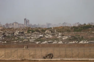 Israeli soldiers seen on the Israeli border with the Gaza Strip, October 9, 2025. Photo by Jamal Awad/Flash90