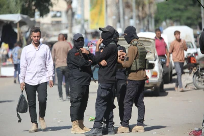 Hamas police forces deployed in Gaza City after a ceasefire between Hamas and Israel in Gaza. October 11, 2025. Photo by Ali Hassan/Flash90