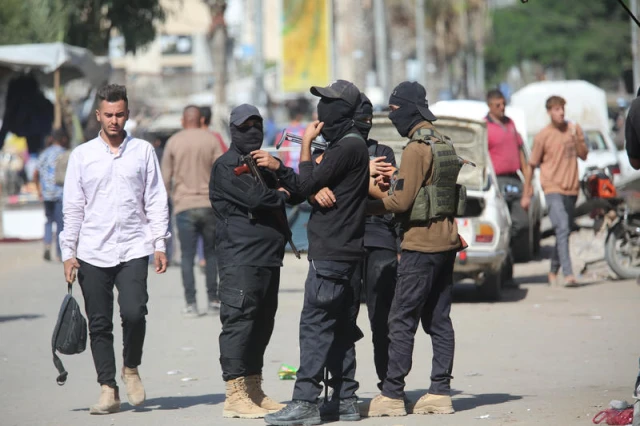 Hamas police forces deployed in Gaza City after a ceasefire between Hamas and Israel in Gaza. October 11, 2025. Photo by Ali Hassan/Flash90