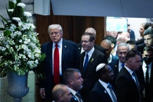 A special plenum session in honor of U.S. President Donald Trump at the Knesset, the Israeli parliament in Jerusalem, on October 13, 2025. Photo by Yonatan Sindel/Flash90