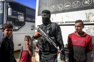 Masked members of the Palestinian Hamas movement arrest several members of Yasser Abu Shabab, who are accused of collaborating with the Israeli army in the Gaza Strip, according to Hamas members, in the southern Gaza Strip. Photo by Saeed Mohammed/Flash90.
