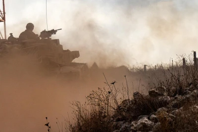 Israeli soldiers patrol on the Israeli border with Lebanon, November 2, 2025. Photo by Ayal Margolin/Flash90