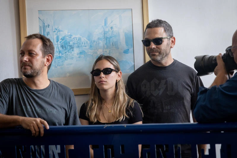 Family of former military advocate general Maj. Gen. Yifat Tomer-Yerushalmi at the Tel Aviv Magistrate's court in Tel Aviv. Tomer-Yerushalmi and former chief military prosecutor Col. Matan Solomosh were arrested last night on suspicion of trying to obstruct an investigation into the leak of footage showing the abuse of a Palestinian prisoner at the Sde Teiman detention camp last year. November 03, 2025. Photo by Miriam AlsterFLASH90