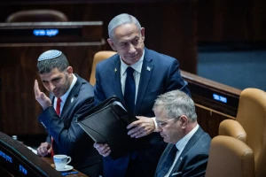 Israeli Prime Minister Benjamin Netanyahu, Ministers and MK's attend a 40 signatures debate, at the plenum hall of the Knesset, the Israeli parliament in Jerusalem, on November 10, 2025. Photo by Yonatan Sindel/Flash90