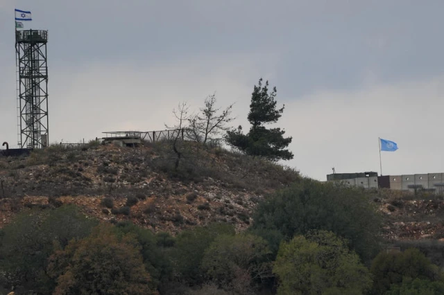 A UNIFIL base in southern Lebanon, as it seen from the Israeli side of the border, on November 16, 2025. Photo by David Cohen/Flash90