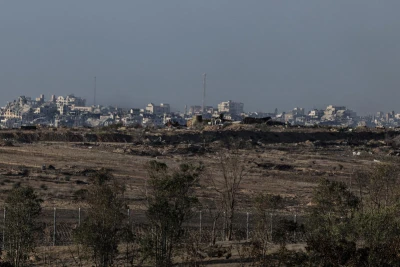 View of destroyed buildings in the northern Gaza Strip, as seen from the Israeli side of the border, November 17, 2025. Photo by Tsafrir Abayov/Flash90