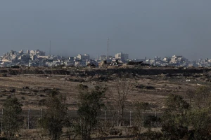 View of destroyed buildings in the northern Gaza Strip, as seen from the Israeli side of the border, November 17, 2025. Photo by Tsafrir Abayov/Flash90