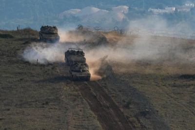 IDF tanks patrol on the Israeli border with Lebanon, on December 4, 2025. Photo by Ayal Margolin/Flash90