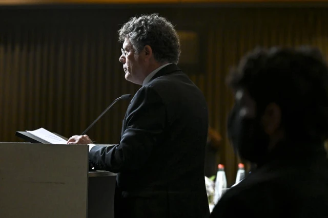 Supreme Court President Isaac Amit attends a conference of the Israeli Association of Public Law (IAPL) in Haifa, December 4, 2025. Photo by Flash90