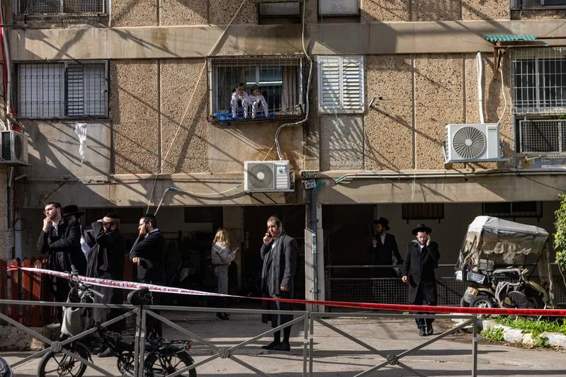 Rescue and security forces operate at the scene of a private daycare in Jerusalem where two toddlers were found dead and others were injured, January 19, 2026. Photo by Chaim Goldberg/Flash90