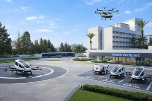 Display of future vertiport for electric air taxis in Tel Aviv, Janruary 2, 2025 Photo: Mossad Commentary X