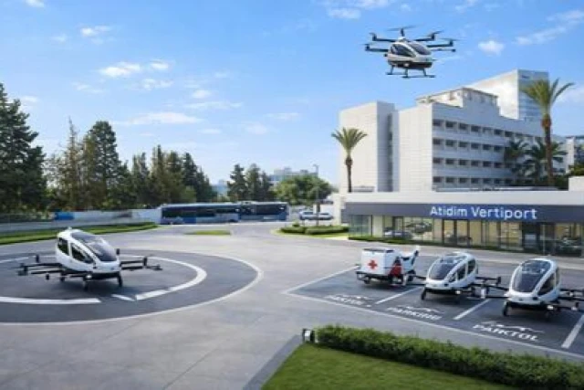 Display of future vertiport for electric air taxis in Tel Aviv, Janruary 2, 2025 Photo: Mossad Commentary X