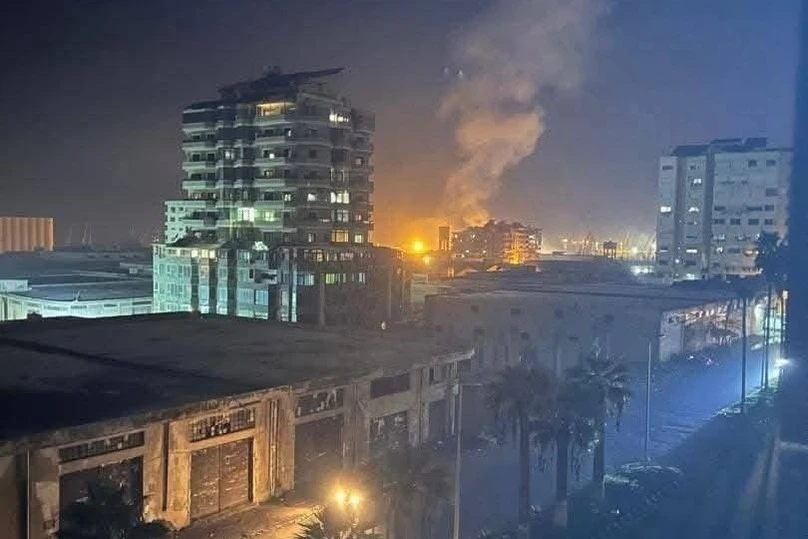 Image on social media purportedly showing an Israeli strike on the port of Latakia, Syria on December 9, 2024 (Photo  used under section 27A of the copyright law)