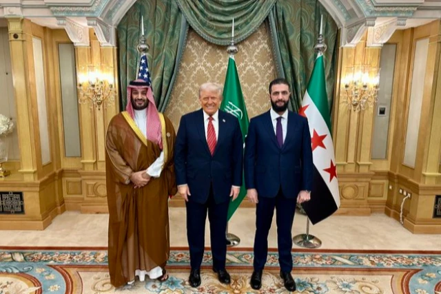 U.S. President Trump, Saudi Crown Prince Mohammed bin Salman and Syrian President Ahmad al-Sharaa meeting in Riyadh on May 14, 2025 (Photo: White House Press Secretary)