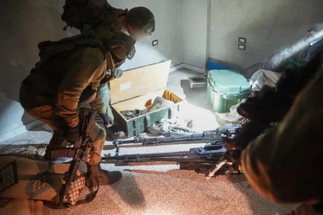 IDF troops located and confiscated weapons in the area, including firearms, magazines and ammunition. Photo: IDF X