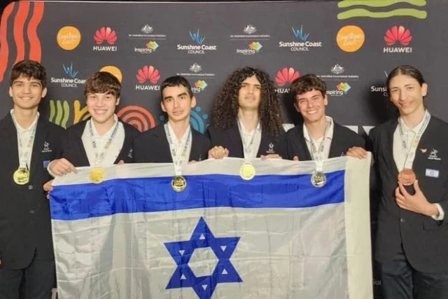 Israel's high school team earned 4 gold, 1 silver, and 1 bronze at the 66th International Mathematical Olympiad in Australia, July 23 2025. Photo: StandWithUs X via Education Ministry and the Future Scientists Center