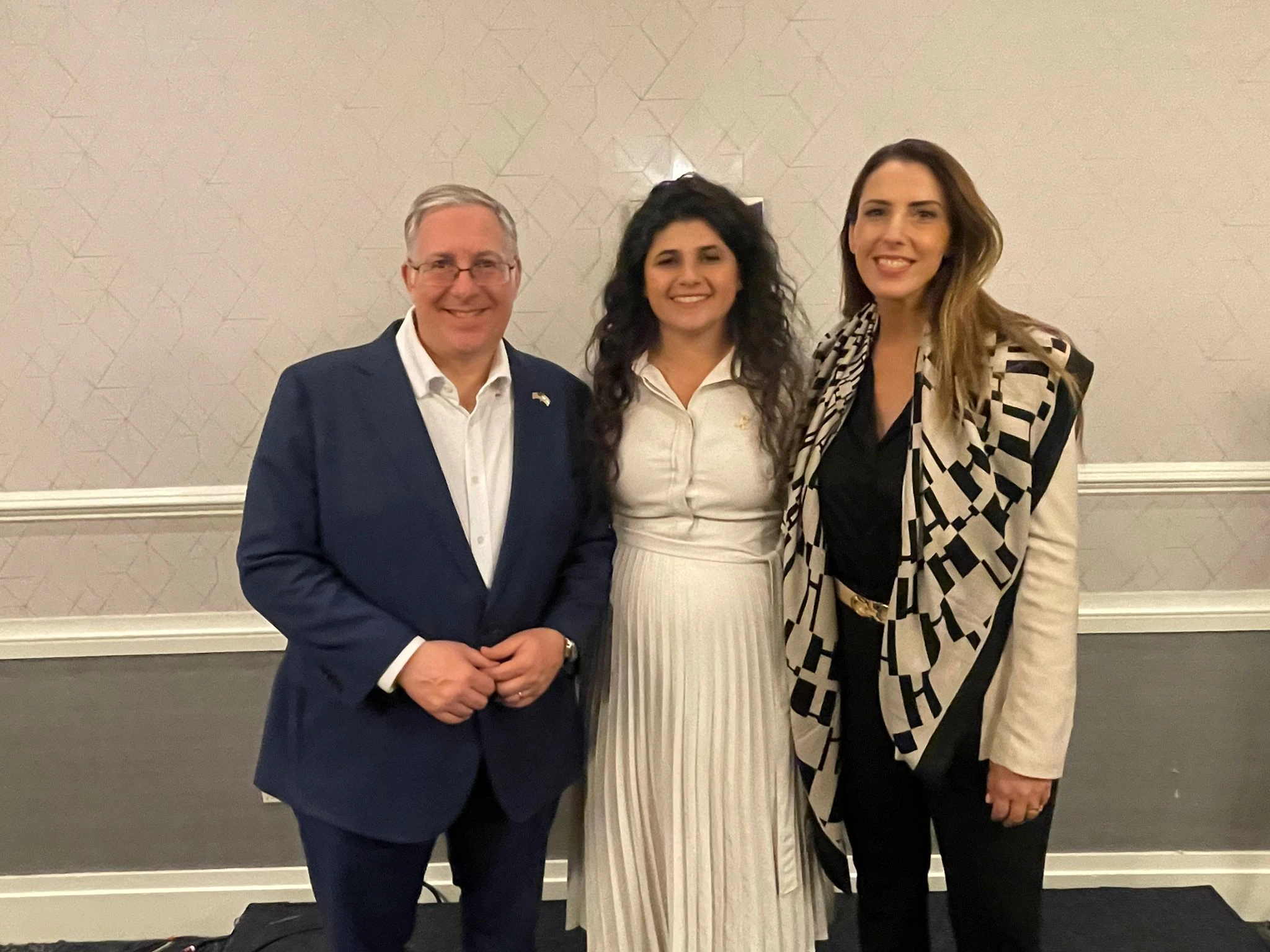 (Left to right) Joel C. Rosenberg, Israeli Deputy Foreign Minister Sharren Haskel, and MK Michal Shir