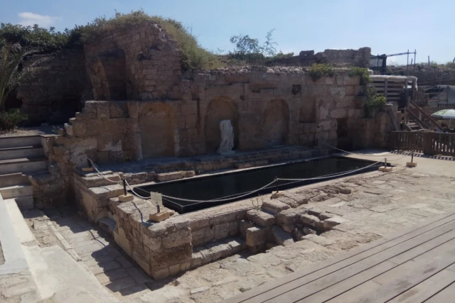 The Roman "Nympheum" fountain at Caesarea, in October 2 2019 (Photo: Aaron Goel-Angot).
