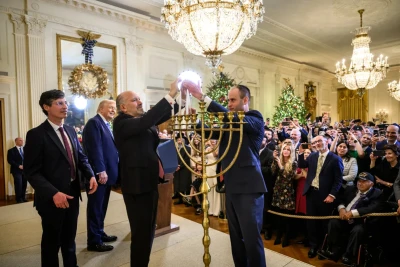 US President Donald Trump participates in a Hanukkah reception at The White House, December, December 16, 2025 Photo: The White House