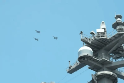 Fighter jets from the USS Carl Vinson, a U.S. Navy aircraft carrier operating against Iran-backed Houthi forces in Yemen. Photo: Screenshot from a video on CENTCOM's X account.