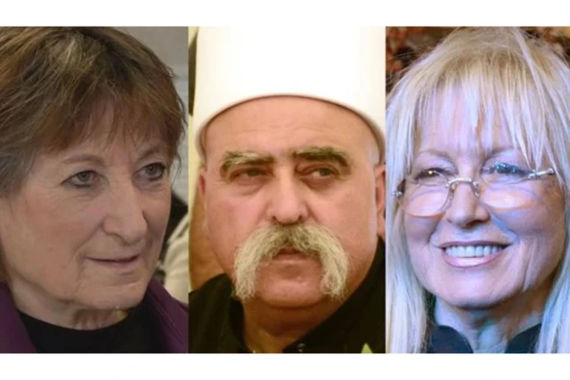 Miriam Adelson, Mowafaq Tarif, and Galila Ron-Feder Amit
(Photo: Mark Neyman, GPO; KAN News)