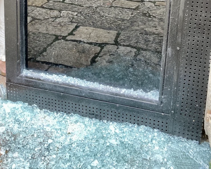 Shattered door