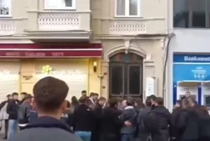 Protestors in Istanbul attacked a group of Jews while they were on their way to a Hanukkah celebration at their synagogue. December 21, 2025 Photo: Screenshot / (Photo used under section 27A of the copyright law).