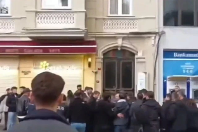 Protestors in Istanbul attacked a group of Jews while they were on their way to a Hanukkah celebration at their synagogue. December 21, 2025 Photo: Screenshot / (Photo used under section 27A of the copyright law).