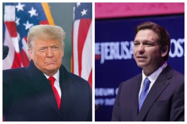 Former U.S. President Donald Trump and Florida Governor Ron Desantis (Photo: REUTERS/Jim Bourg and Sindel/Flash90 - AIN Staff Edit)
