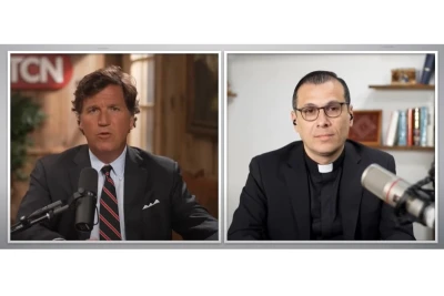 Tucker Carlson interviewing Palestinian Pastor (Photo: Screenshot from Tucker Carlson Youtube channel video).