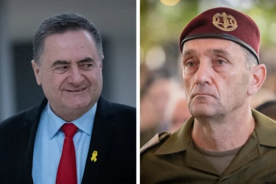 Israel's Minister of defense Israel Katz and IDF chief Herzi Halevi (Photo: Flash 90, Edited by All Israel News staff).