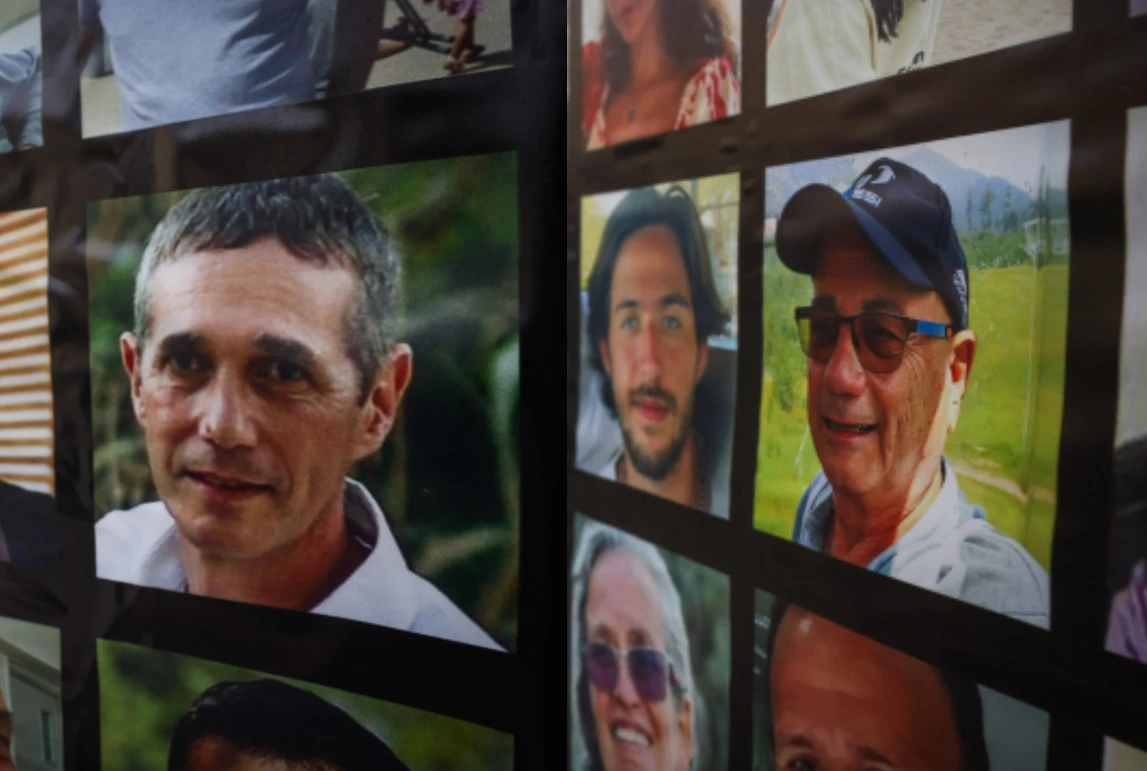 Picture of Louis Har and  Fernando Marman who was rescued from Hamas captivity in the Gaza Strip overnight, in Jerusalem, February 12, 2024. Photo by Chaim Goldberg/Flash90 (Edited by AIN Staff)