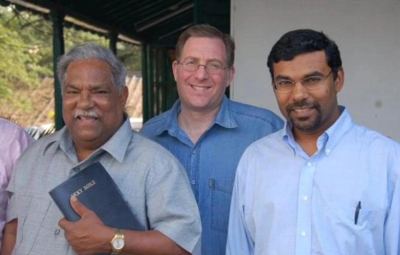 Joel Rosenberg on a preaching tour through India with his college pastor, Dr. T.E. Koshy, and Pastor Jay Koshy