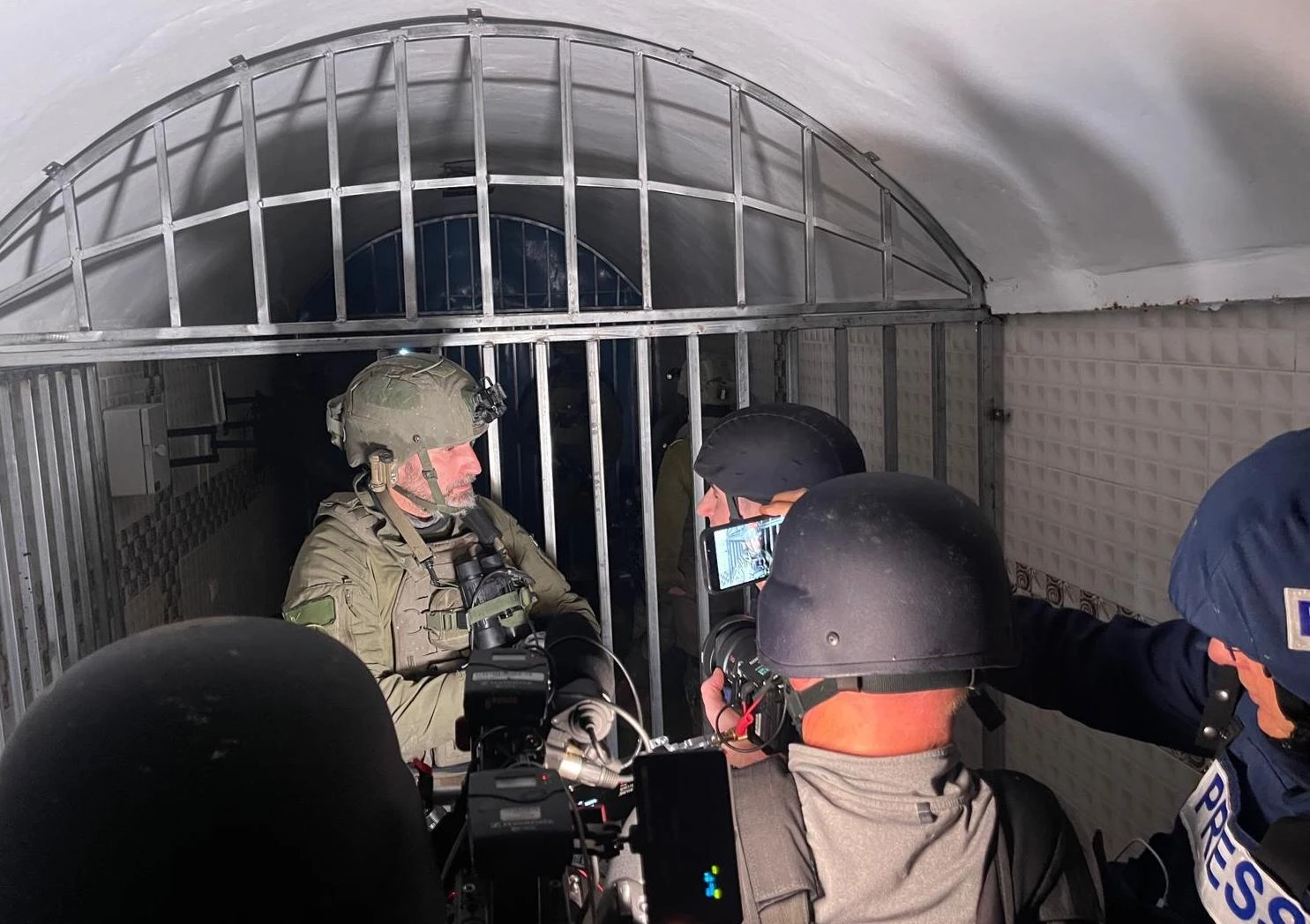 IDF Brigadier General Dan Goldfus briefs reporters from ALL ISRAEL NEWS, TBN, and other media outlets inside a terror tunnel in Gaza. (Photo credit: All Israel News and TBN staff)