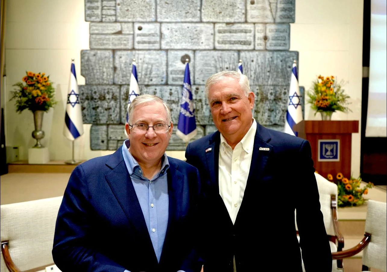 Joel C. Rosenberg and Chad Connelly at the Israeli President’s Residence in Jerusalem. Photo credit: Joshua Fund and Faith Wins staff