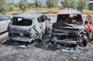 Burned cars in Ramat Gan, allegedly set on fire at the behest of Iranian agents. Photo: Israel Police.