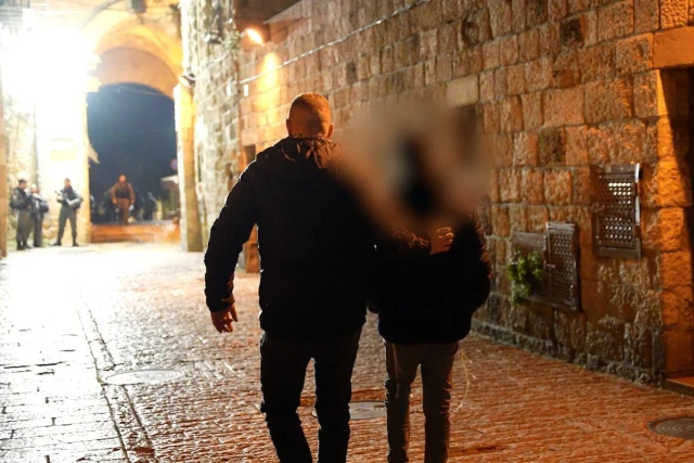 Police arrest a suspect for spitting toward a church in Jerusalem's Old City, February 27, 2025. Photo: Israel Police.