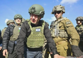 Prime Minister Benjamin Netanyahu in the Northern Gaza Strip, April 15, 2025.  Photo: GPO Telegram